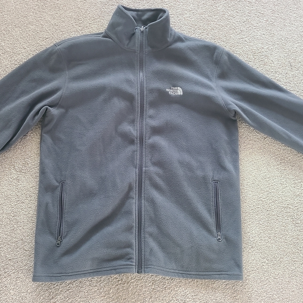 North face grey full zipper fleece sweater size large